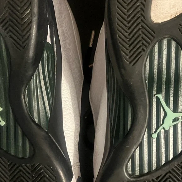 Jordan White and Black High-Top Sneakers with Leather Overlays - Picture 4 of 12